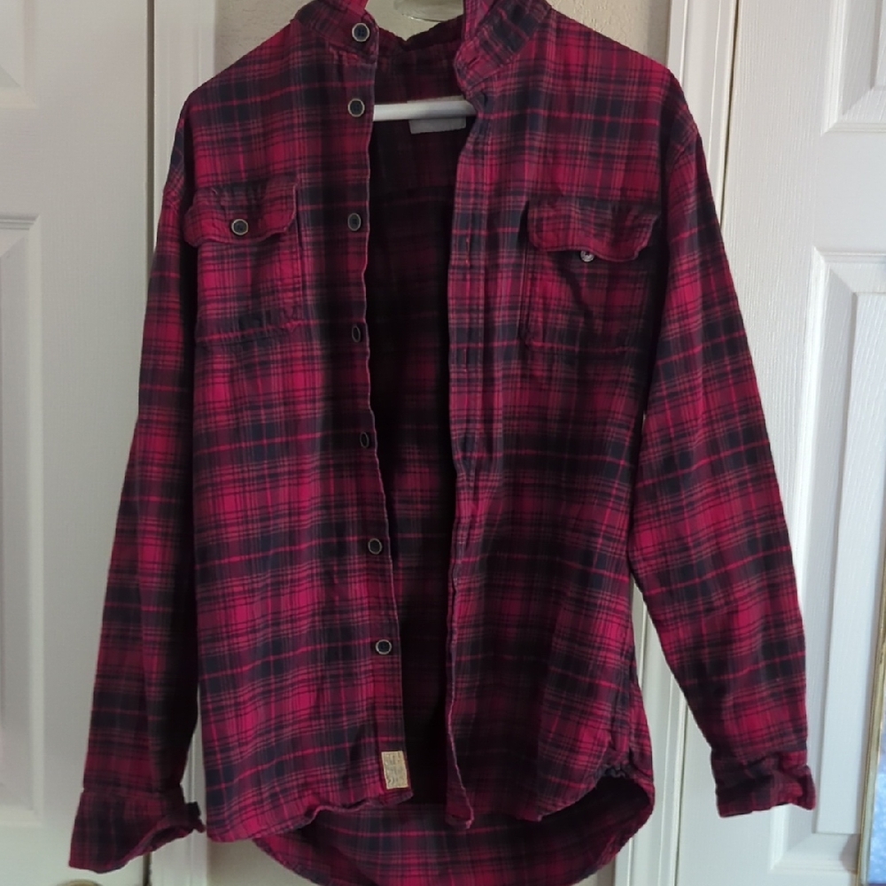Jachs Men's Burgundy Plaid Button-Down Shirt